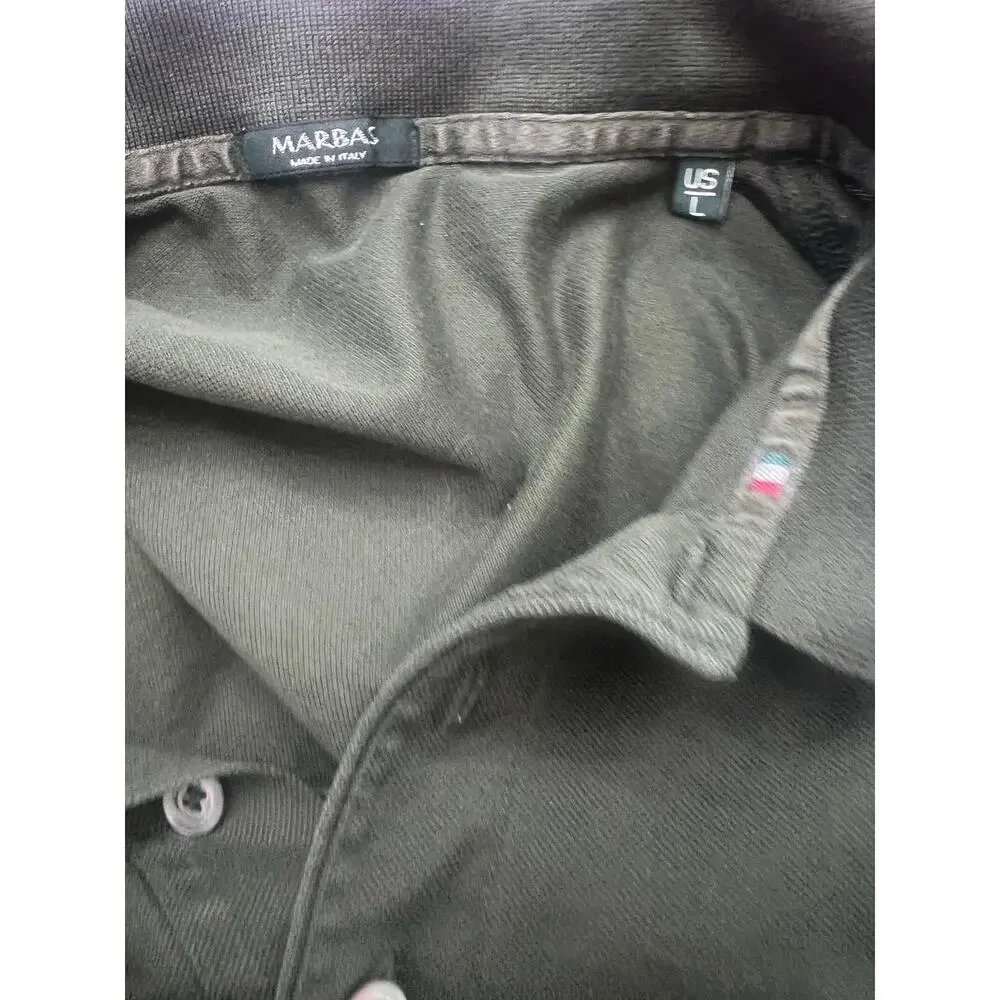 Marbas‎ Polo Shirt Men’s L Green Long Sleeves made in Italy Outdoors Preppy Y2K